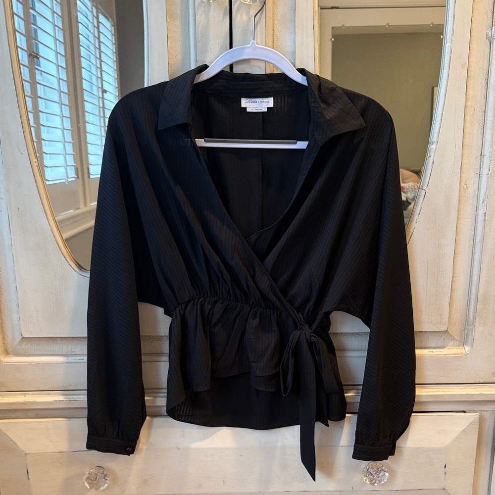 Lovers + Friends Black Wrap Top